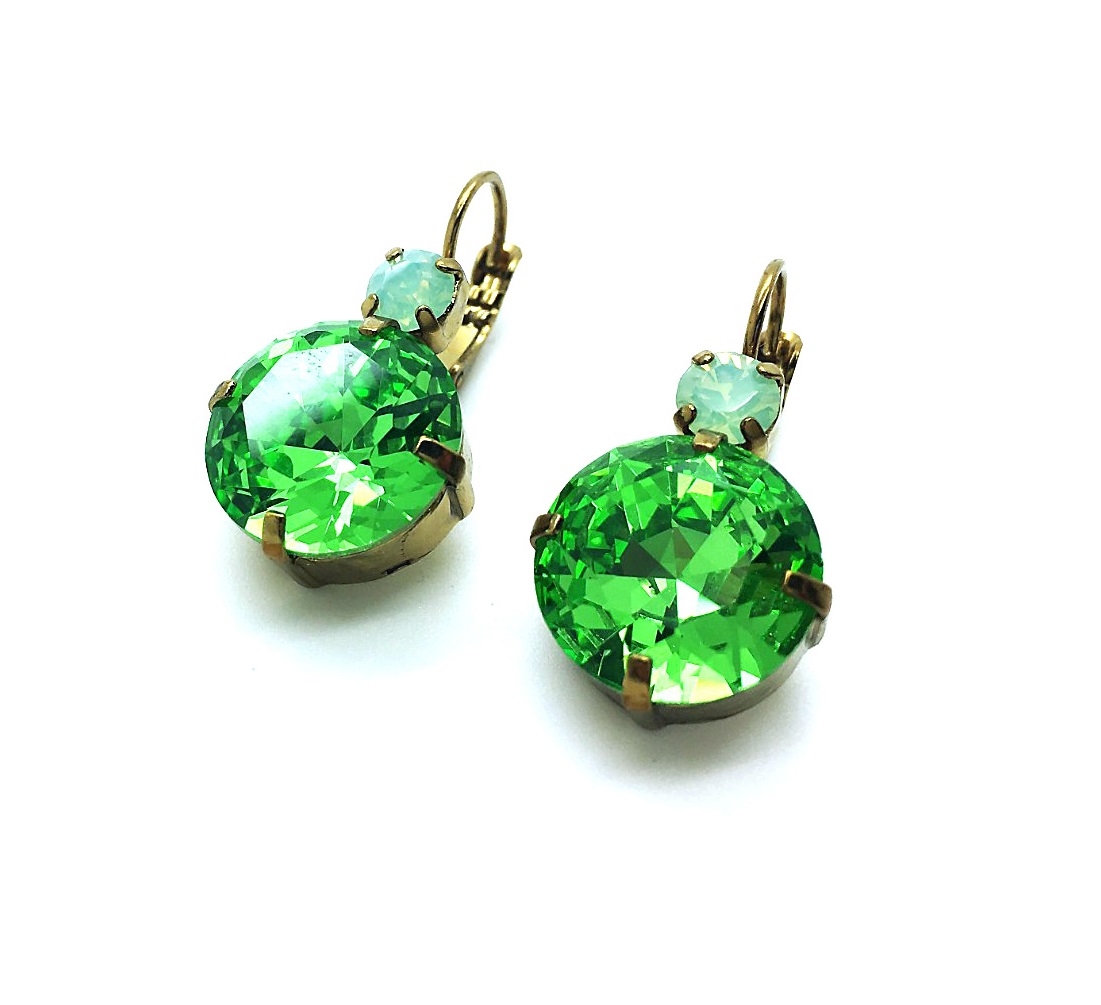 E-1506-294214-EG6 (3) Earrings By Mariana Woman Large Chrysolite Opal and Peridot Swarovski Crystals - Image 1