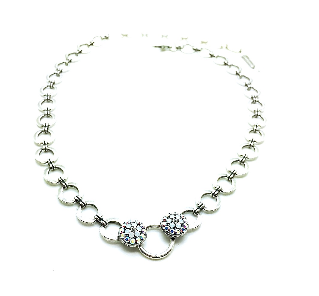 N-3039 7-001-SP (3) Mariana Necklace Silver Circles and White Crystals On A Clear Day Inspiration Coll. - Image 1