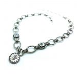 Mariana Necklace Pandant Silver Coin and Clear Crystals On A Clear Day Inspiration Coll.