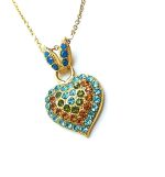 Mariana Necklace Pendant Turquoise Heart Shape Swarovski Crystal Kokomo Songbook Coll.