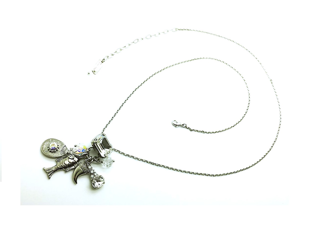 N-5023 1-001-SP (2) Mariana Pendant Necklace Fish & Emerald Shape Clear Swarovski Crystals On A Clear Day Inspiration Coll. - Image 1