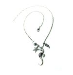 Mariana Pendant Necklace Black & White Swarovski Crystals Seahorse Harmony East Meets West Coll.