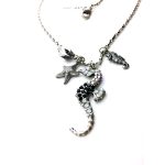 Mariana Pendant Necklace Black & White Swarovski Crystals Seahorse Harmony East Meets West Coll. - Image 2
