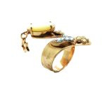 Mariana Ring Pearl Mineral & White,Clear Swarovski Crystals My Treasures Coll.