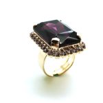 Mariana Ring Large Rectangle Purple Amethyst Swarovski Crystal  My Treasures Coll.