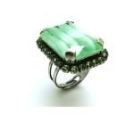 Mariana Ring Rectangle Apple Green Ryolite & Green Austrian Crystals My Treasures Coll. - Image 3