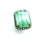Mariana Ring Rectangle Apple Green Ryolite & Green Austrian Crystals My Treasures Coll. - Image 2