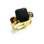 Mariana Ring Black Rectangle & Brown Austrian Crystals My Treasures Coll. - Image 2