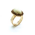 Ring By Mariana Woman Pair Shape Topaz and Sand Swarovski Crystals