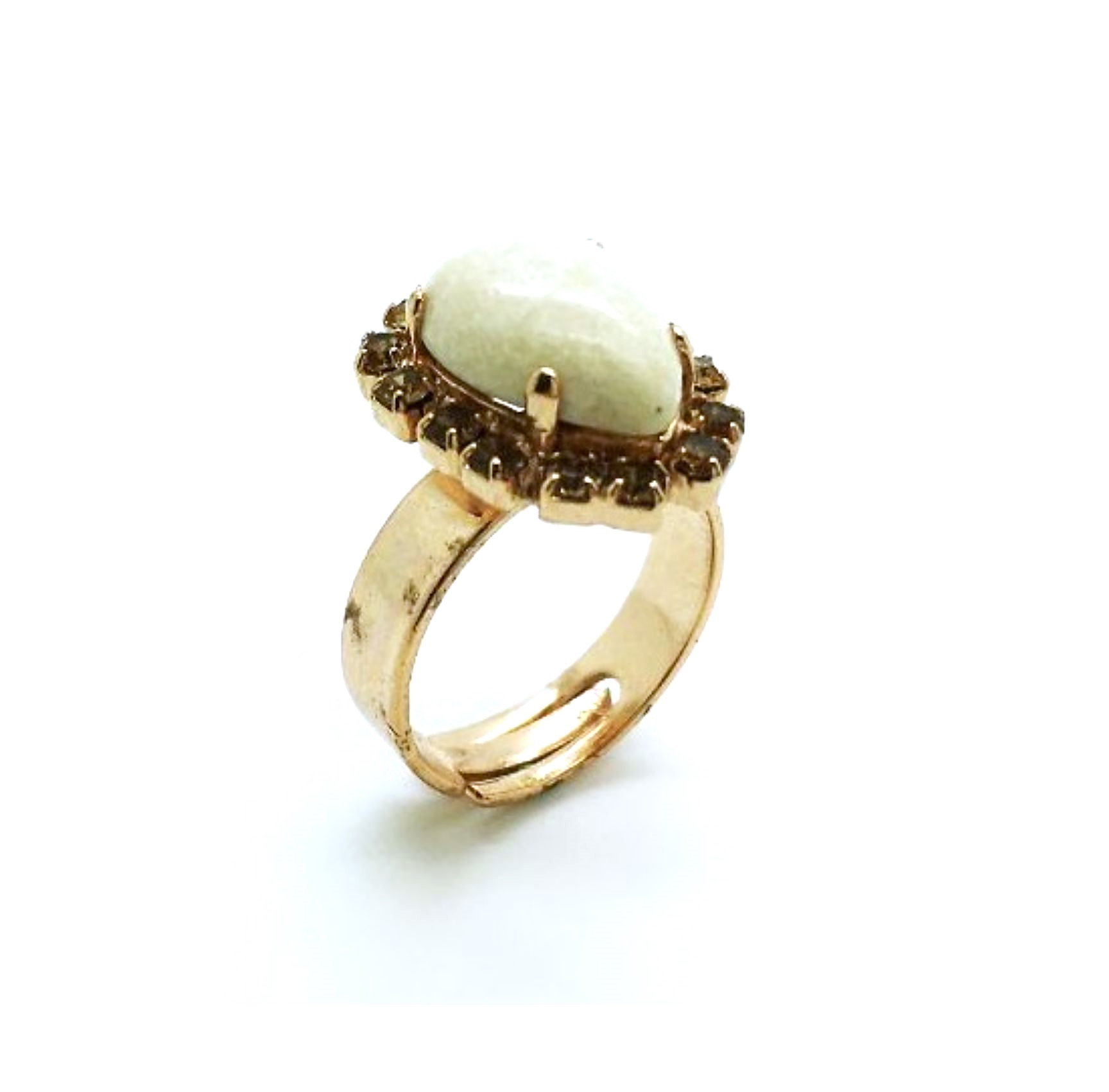 R-7032-5-1040-RG (2) Ring By Mariana Woman Pair Shape Topaz and Sand Swarovski Crystals - Image 1
