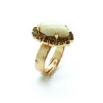 Ring By Mariana Woman Pair Shape Topaz and Sand Swarovski Crystals - Image 2