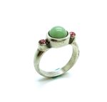 Mariana Ring Green Aventurine & Pink Crystal Swarovski Antigua Caribbean Life Coll.