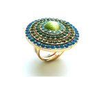 Ring By Mariana Woman Apple Green and Blue Swarovski Crystals - Image 2