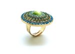 Ring By Mariana Woman Apple Green and Blue Swarovski Crystals