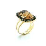 Mariana Ring Honey Oval Shape & Green Swarovski Crystals Bliss Nirvana Coll.