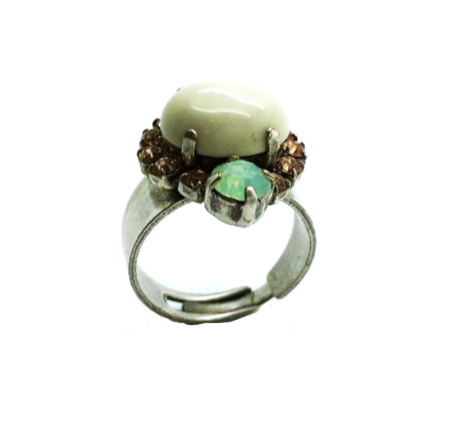 R-7132-M1050-SP (1) Mariana Ring Orchid Mineral & Pink,Apple Green Swarovski Crystals My Treasures coll. - Image 1