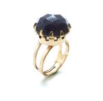 Mariana Ring Faceted Syntetic Azurite Mineral Round Shape My Treasures Coll. - Image 3