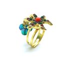 Mariana Ring Beautiful Red, Green & Blue  Flower Shape Swarovski Crystals Lilac East Meets West Coll. - Image 3
