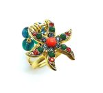 Mariana Ring Beautiful Red, Green & Blue  Flower Shape Swarovski Crystals Lilac East Meets West Coll. - Image 2