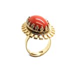 Mariana Ring Red Oval Shape Swarovski Crystal Saffron Silk Road Coll.
