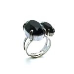 Mariana Ring Jet Black Oval & Marquise Shape Swarovski Crystal My Trasures Coll.