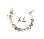 Mariana Jewelry Set Bracelet & Earrings  Pink Rose Quartz and Austrian Crystals - Image 3