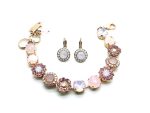 Mariana Jewelry Set Bracelet & Earrings  Pink Rose Quartz and Austrian Crystals