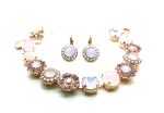 Mariana Jewelry Set Bracelet & Earrings  Pink Rose Quartz and Austrian Crystals - Image 2