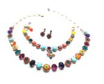 Mariana Jewelry Set Turquoise & Yellow, Orange, Aqua, Purple, Red Austrian Crystals Masai Africa Coll.
