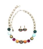 Jewelry Set By Mariana Necklace and Earrings Turquoise and Purple Swarovski Crystals - Image 2
