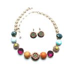 Jewelry Set By Mariana Necklace and Earrings Turquoise and Purple Swarovski Crystals
