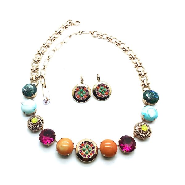 Jewelry Set By Mariana Necklace and Earrings Turquoise and Purple Swarovski Crystals