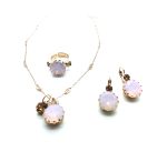 Jewelry Set By Mariana Barbados Caribbean Life Coll. Pendant, Ring & Earrings Pink Austrian Crystals - Image 3