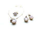 Jewelry Set By Mariana Barbados Caribbean Life Coll. Pendant, Ring & Earrings Pink Austrian Crystals