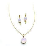 Jewelry Set By Mariana Woman Delicate Necklace and Earrings Pink Swarovski Crystals - Image 2