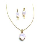 Jewelry Set By Mariana Woman Delicate Necklace and Earrings Pink Swarovski Crystals