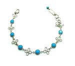 Bracelet By Mariana Woman Silver Clover and Round Turquoise Swarovski Crystals