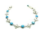 Bracelet By Mariana Woman Silver Clover and Round Turquoise Swarovski Crystals - Image 2
