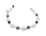 Mariana Bracelet Silver Clover & Round Black Swarovski Crystal Checkmate Cocktail Hour Coll. - Image 2