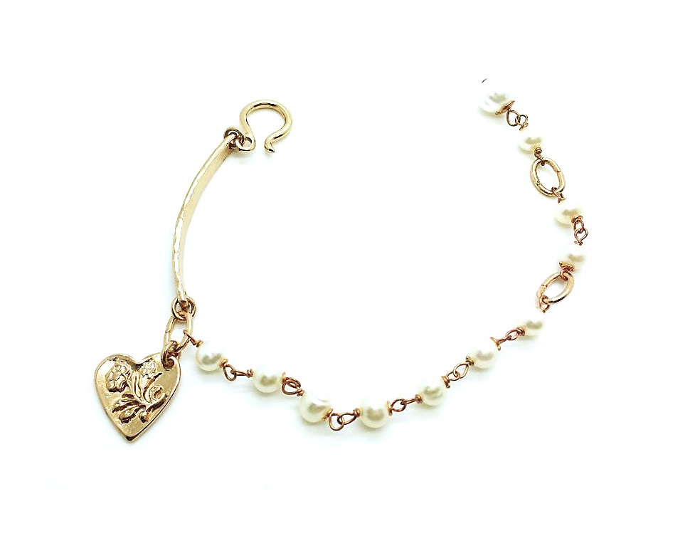 B-4713M-48-RG (2) Bracelet By Mariana Woman Georgiou's Heart Shape and Pearls - Image 1