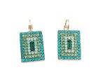 Mariana Earrings Beautiful Rectangular Light Blue & Green Austrian Crystals Congo Africa Coll. - Image 3