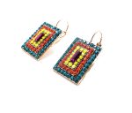 Earrings By Mariana Woman Rectangle Light Blue and Yellow Swarovski Crystals - Image 3