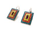 Earrings By Mariana Woman Rectangle Light Blue and Yellow Swarovski Crystals