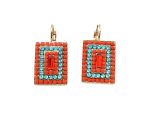 Earrings By Mariana Woman Rectangular Red and Lt Blue Swarovski Crystals - Image 3