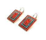 Earrings By Mariana Woman Rectangular Red and Lt Blue Swarovski Crystals - Image 2