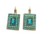 Earrings By Mariana Africa Coll. Rectangle Turquoise and Aqua Swarovski Crystals