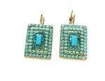 Earrings By Mariana Africa Coll. Rectangle Turquoise and Aqua Swarovski Crystals - Image 3