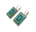 Earrings By Mariana Africa Coll. Rectangle Turquoise and Aqua Swarovski Crystals - Image 2