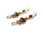 Mariana Earrings Marquise & Flowers Rose,Blue, Indian Sapphire Swarovski Crystals Madagascar Africa Coll. - Image 3