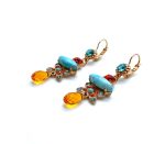 Earrings By Mariana Woman Rich Turquoise and light Blue Swarovski Crystals - Image 3